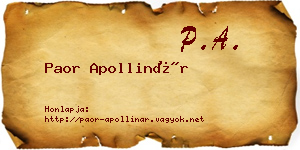 Paor Apollinár névjegykártya